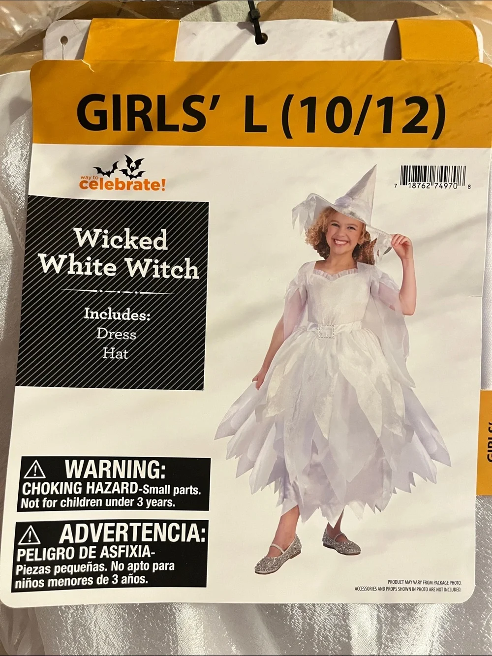Wicked White Witch Girls' Costume Dress & Hat - White